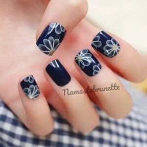 2/$16 Blue Indigo Floral Press On Nails